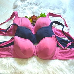 Set of 3 Cacique Plus Size Underwire Adjustable Straps Padded Bras, 42C